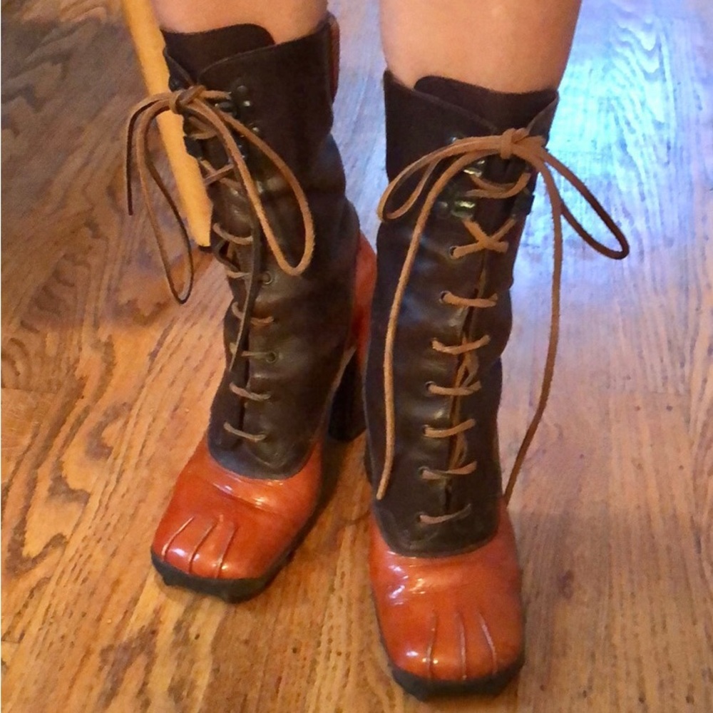 Miu Miu leather lace up boots